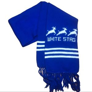Vtg 80s Winter Scarf White Stag